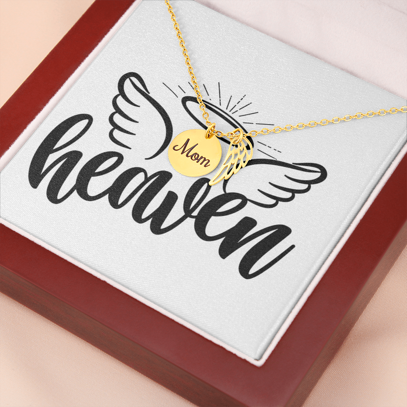 Mom Heaven Wings Remembrance Necklace
