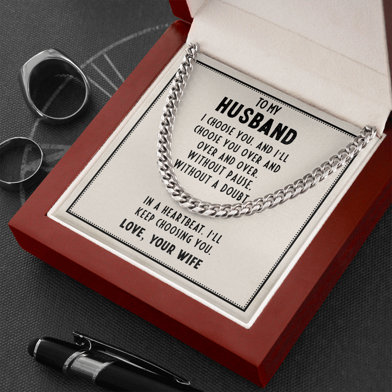 I Choose You Cuban Link Chain Necklace for Husband