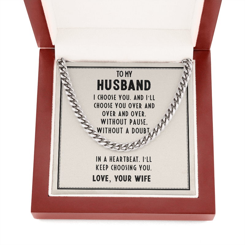 I Choose You Cuban Link Chain Necklace for Husband