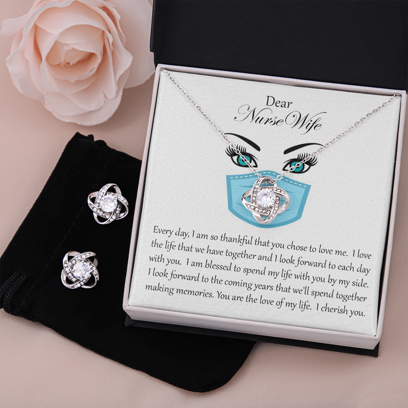 Love Knot and Earring Set for Nurse Wife