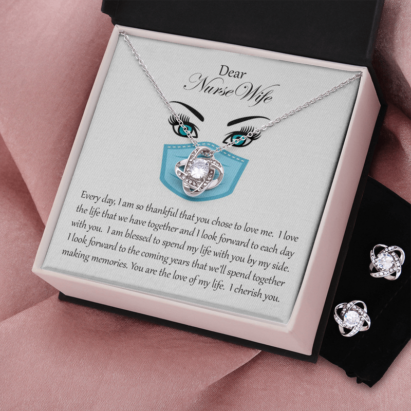 Love Knot and Earring Set for Nurse Wife