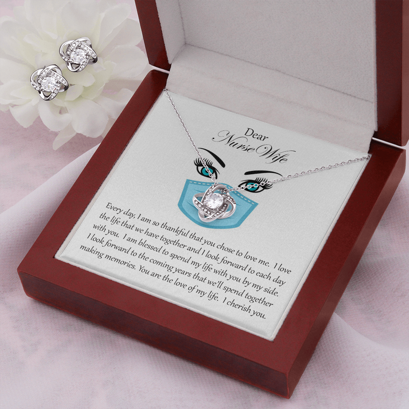 Love Knot and Earring Set for Nurse Wife