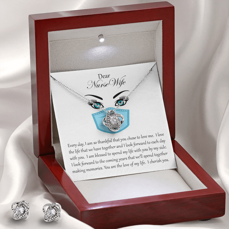 Love Knot and Earring Set for Nurse Wife