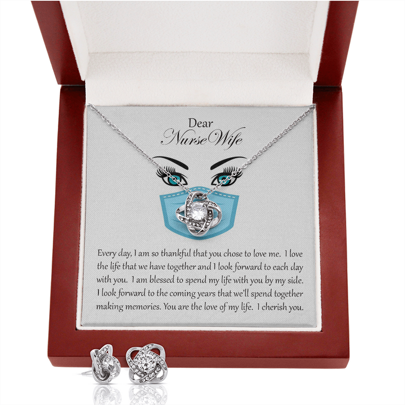 Love Knot and Earring Set for Nurse Wife