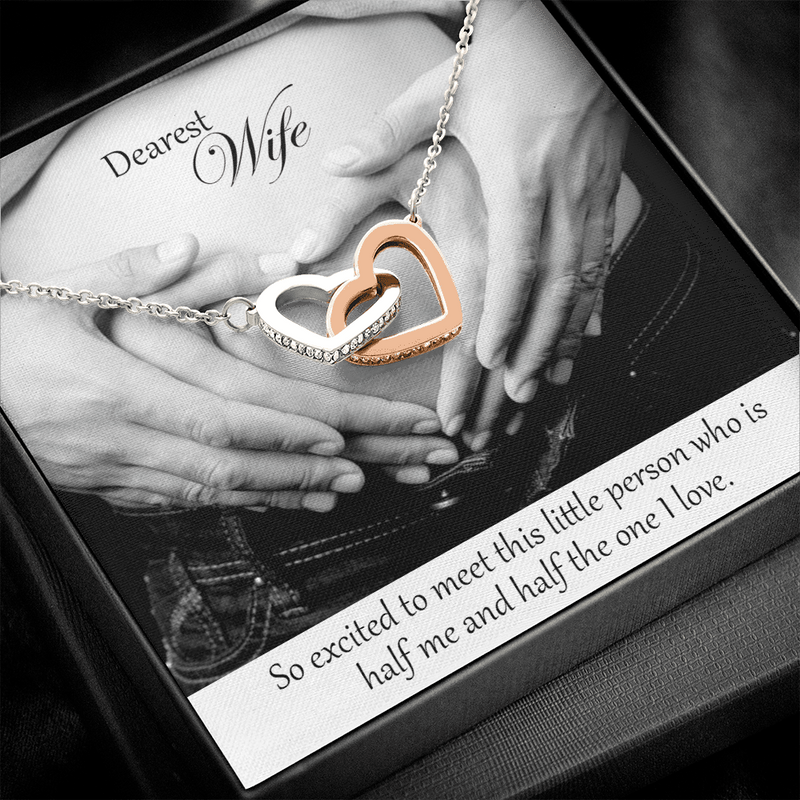 Interlocking Heart Necklace for Mom-to-Be for Baby Shower, Birthday, Anniversary or Mother's Day