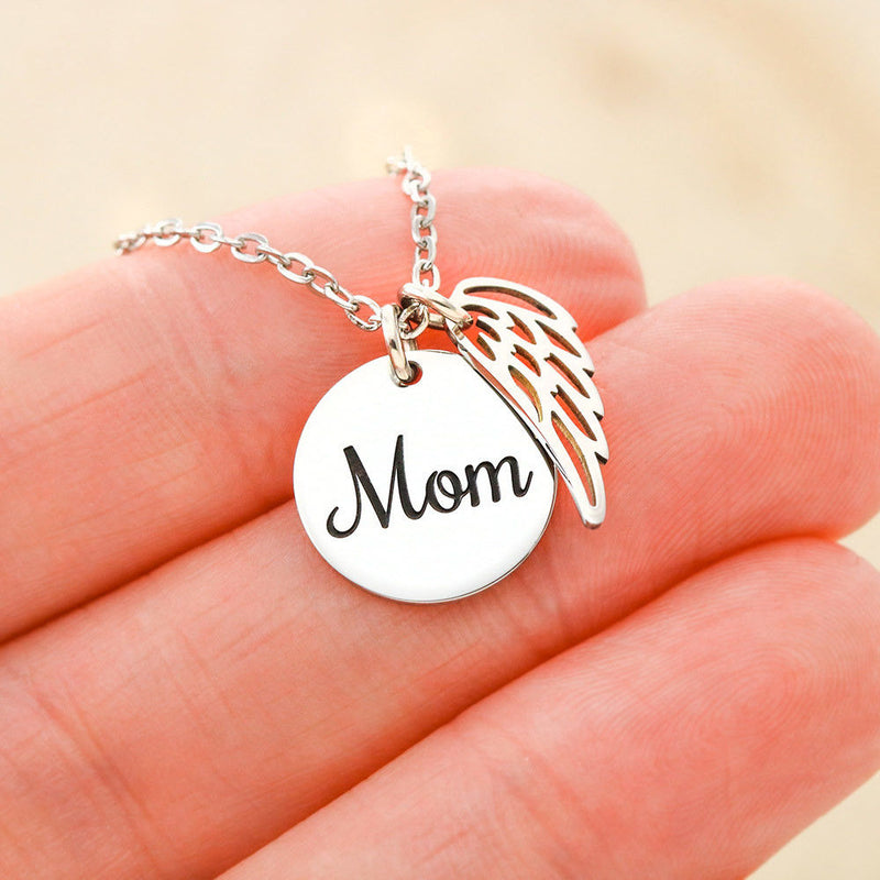 Mom Heaven Wings Remembrance Necklace