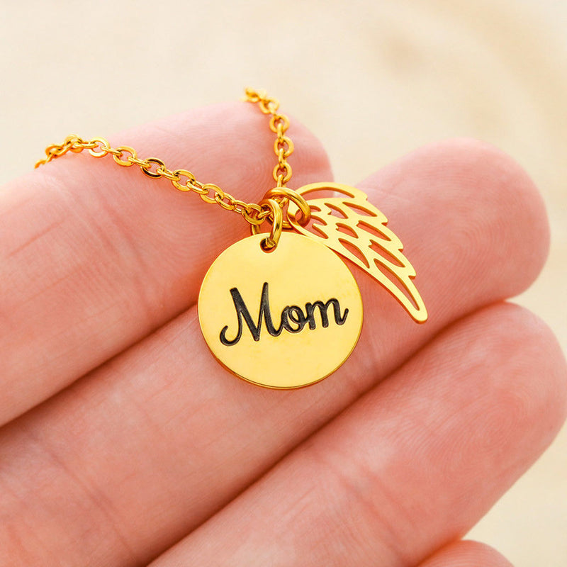 Mom Heaven Wings Remembrance Necklace