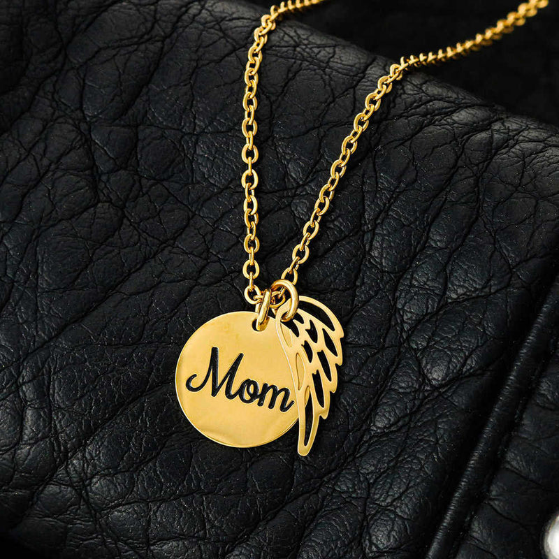 Mom Heaven Wings Remembrance Necklace