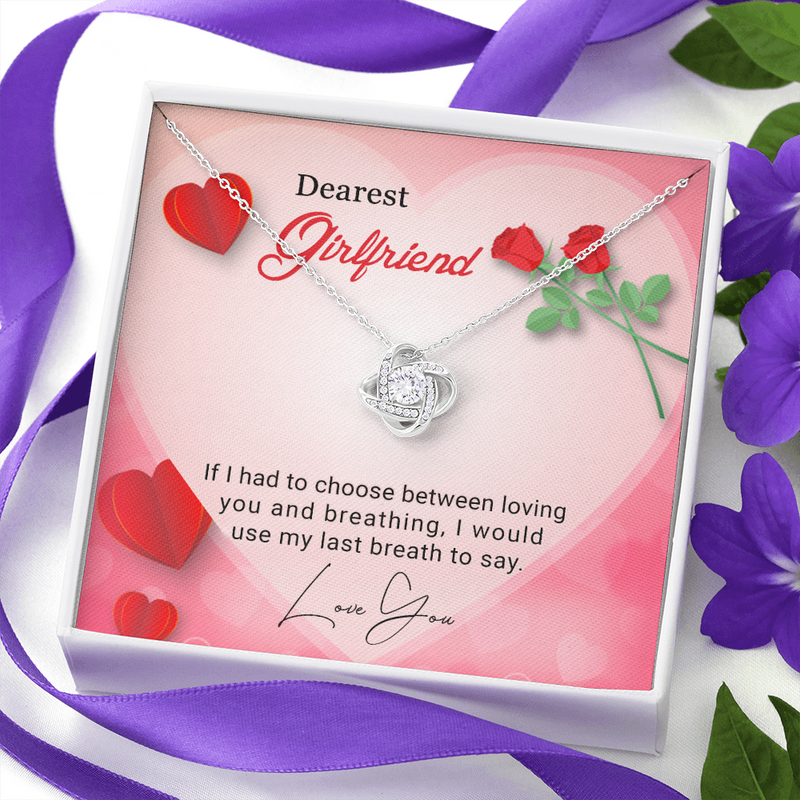Love Knot Necklace with Roses for Girlfriend