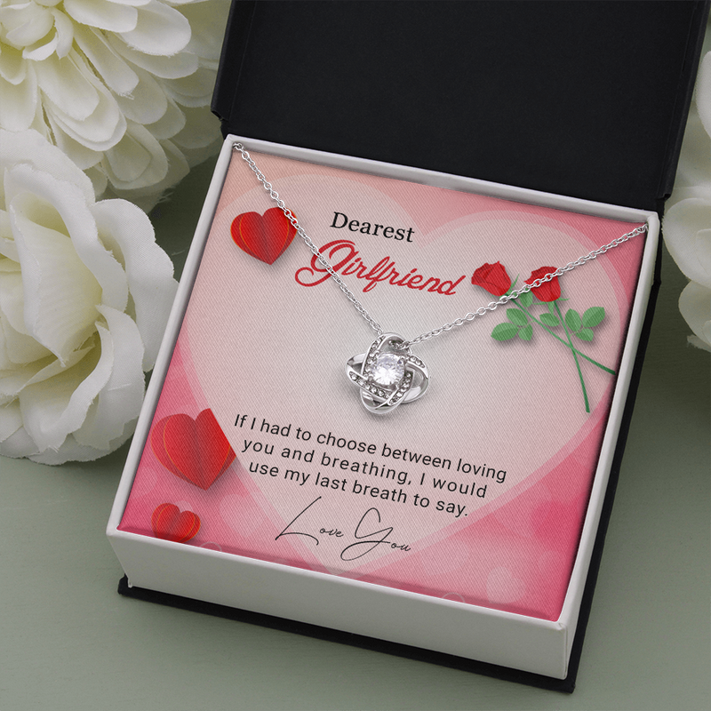 Love Knot Necklace with Roses for Girlfriend