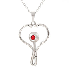Stethoscope Necklace with Swarovski Crystal for Nurse Wife
