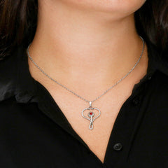 Stethoscope Necklace with Swarovski Crystal for Nurse Wife