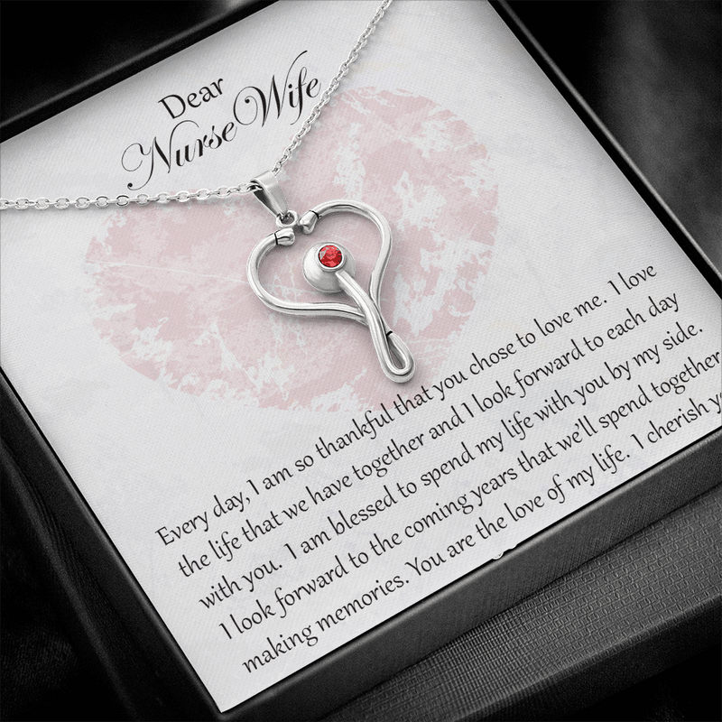Stethoscope Necklace with Swarovski Crystal for Nurse Wife