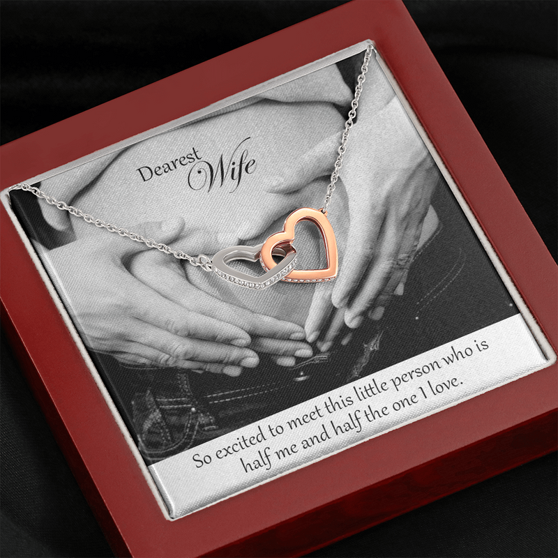 Interlocking Heart Necklace for Mom-to-Be for Baby Shower, Birthday, Anniversary or Mother's Day