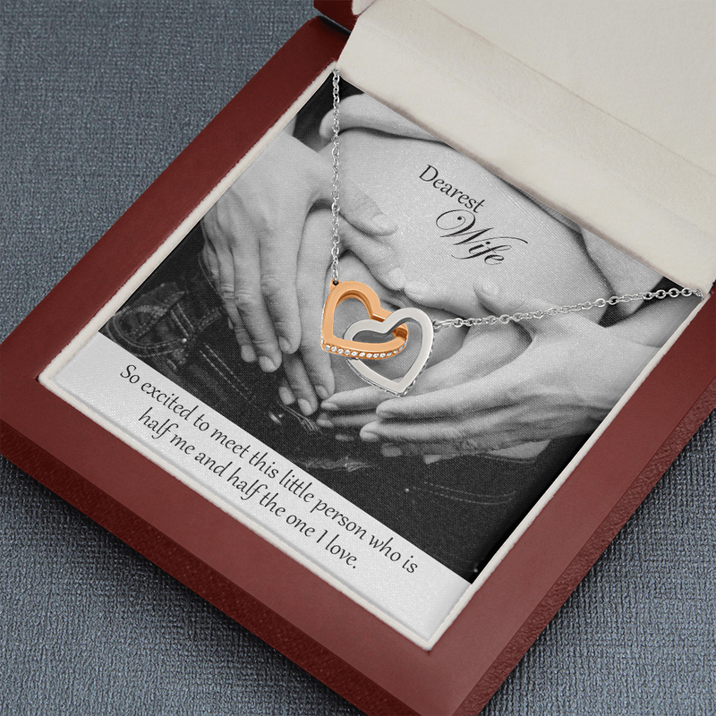 Interlocking Heart Necklace for Mom-to-Be for Baby Shower, Birthday, Anniversary or Mother's Day