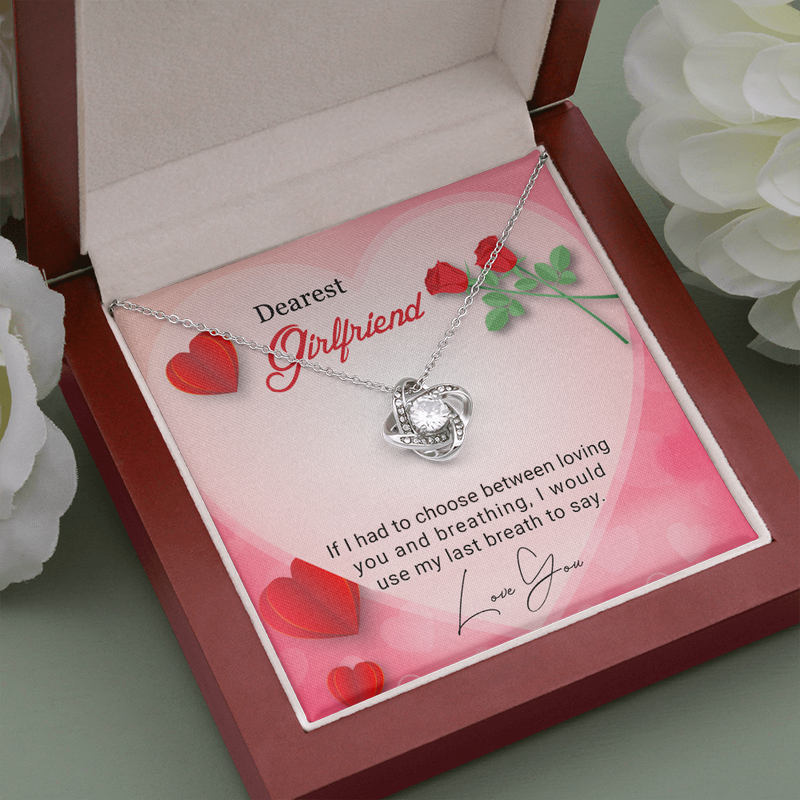 Love Knot Necklace with Roses for Girlfriend
