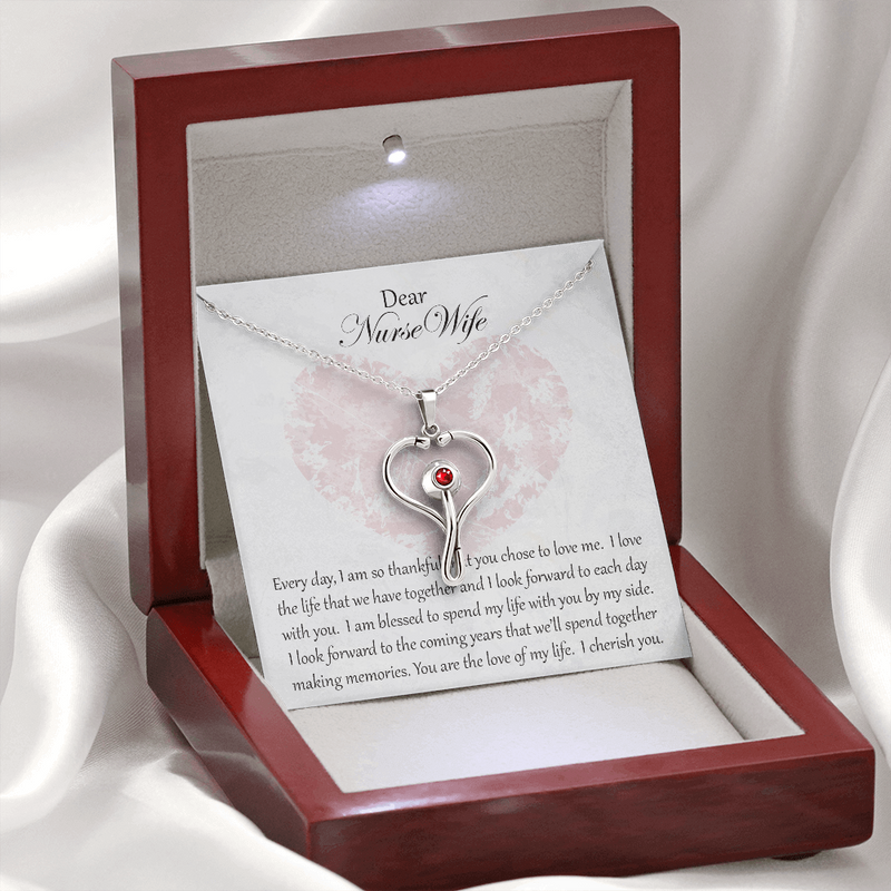 Stethoscope Necklace with Swarovski Crystal for Nurse Wife