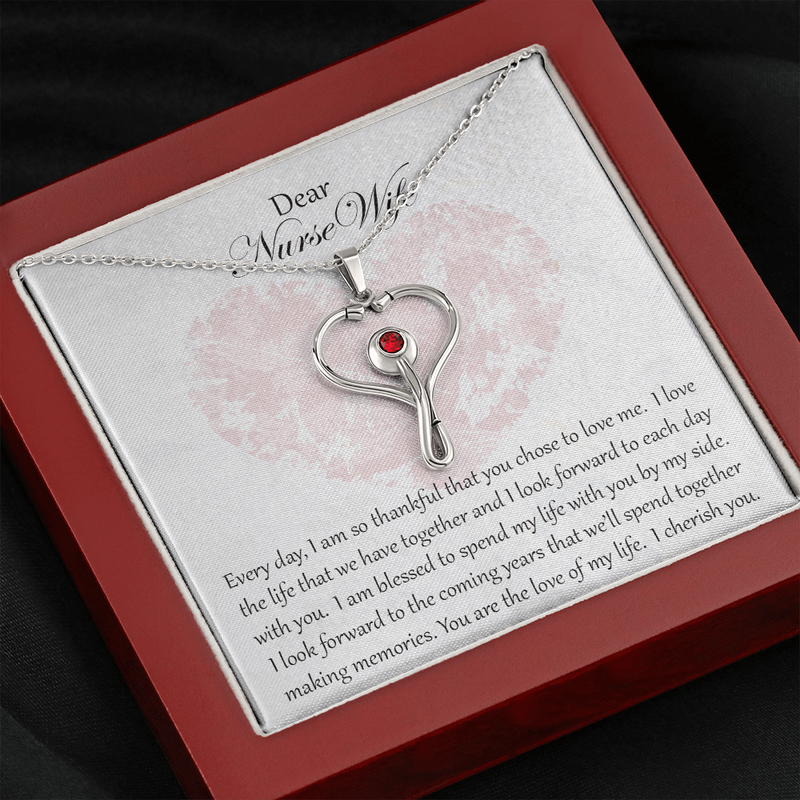 Stethoscope Necklace with Swarovski Crystal for Nurse Wife