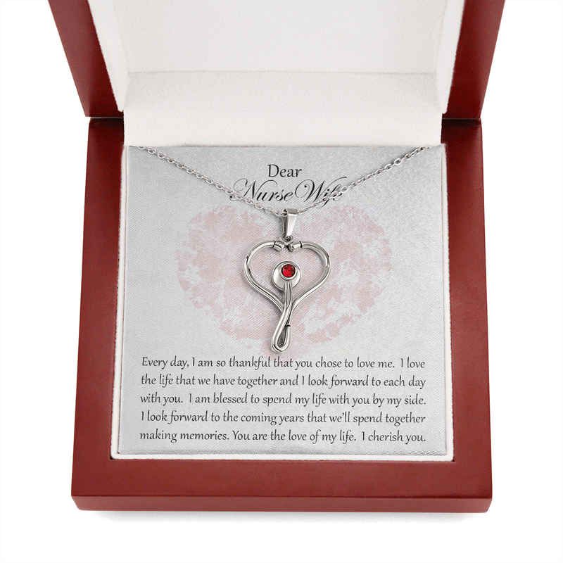 Stethoscope Necklace with Swarovski Crystal for Nurse Wife